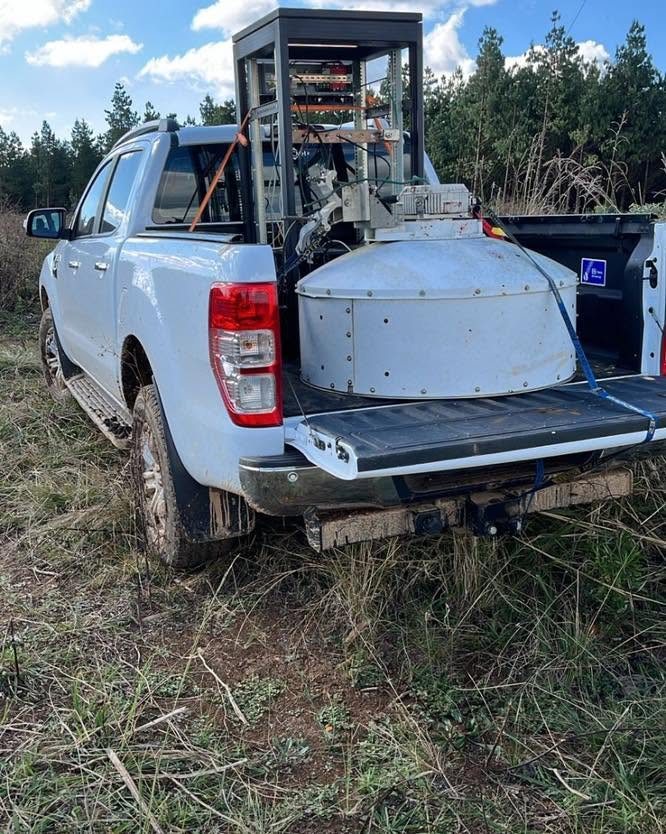 VSAT enclosure and radio equipment loaded in a bakkie for an IT Guy Solutions field deployment